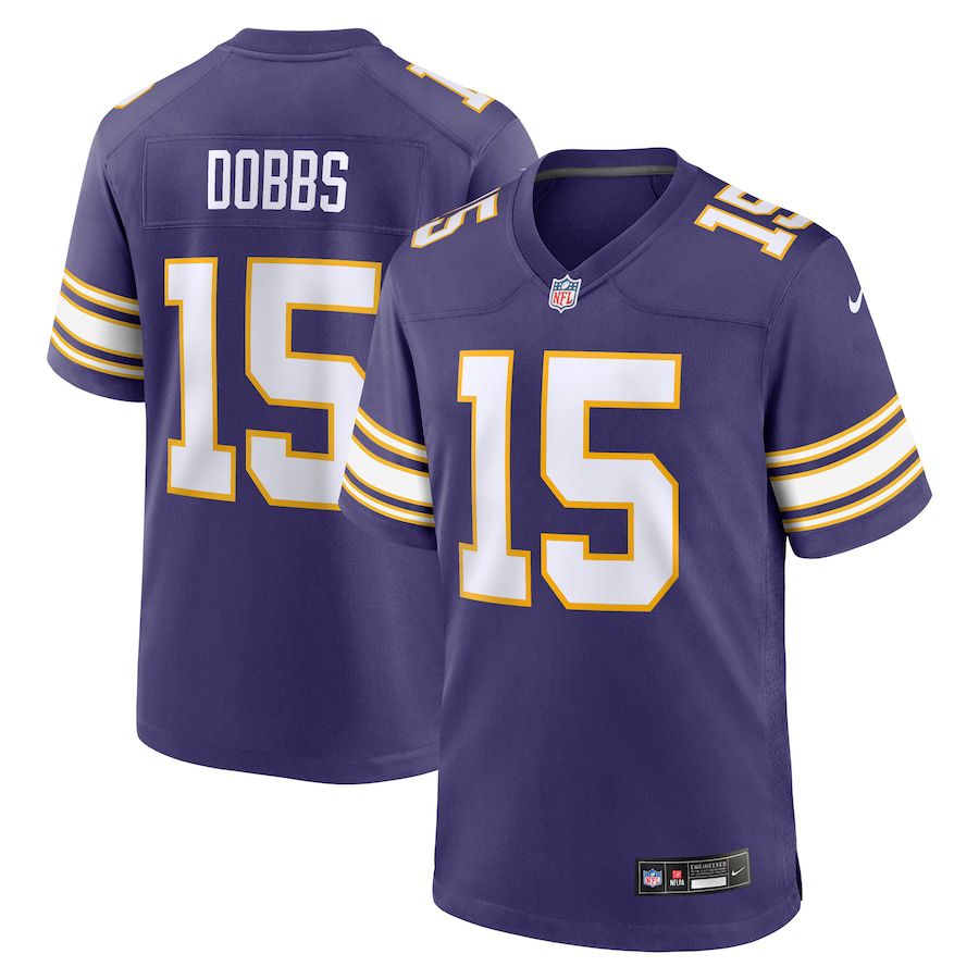 Men Minnesota Vikings #15 Joshua Dobbs Nike Purple Alternate Game NFL Jersey->detroit lions->NFL Jersey